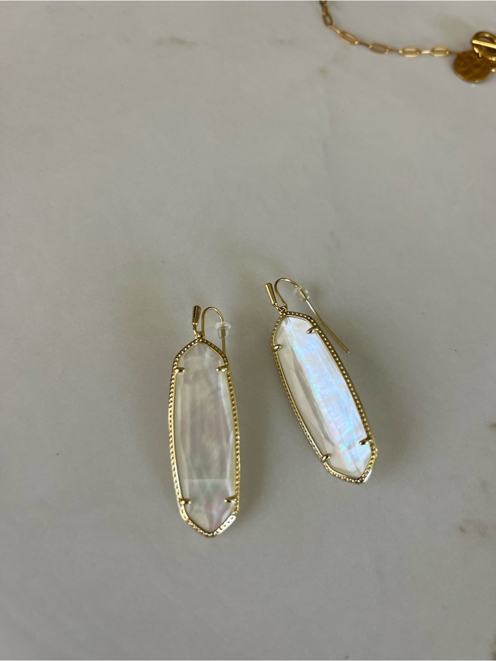 Kendra Scott Gold Frame White Mother-of-Pearl Drop Earrings - Picture 2 of 4